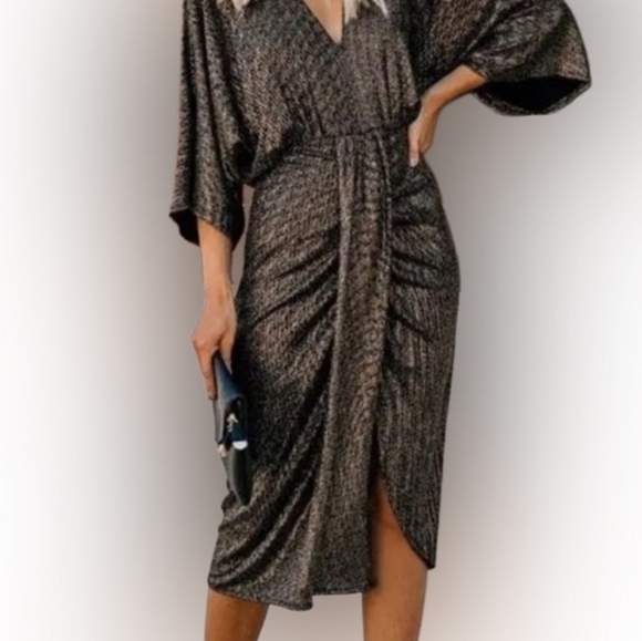 Shimmery Kimono Wrap Dress - Picture 1 of 6
